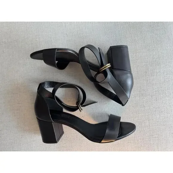 JENNI KAYNE - Black Leather Strap Block Heels Sandals - Size 39 EU 9 US - Picture 7 of 9